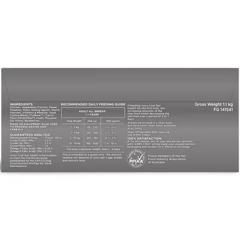 IVORY COAT Inspired By Raw Gut Health Wet Dog Food 100g x 9