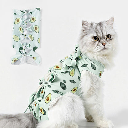 Avocado Cat Recovery Suit – Post-Surgery Anti-Lick Breathable Bodysuit