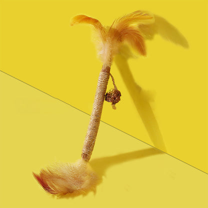 LureFoliage Purslane Cat Teaser Wand With Feathers