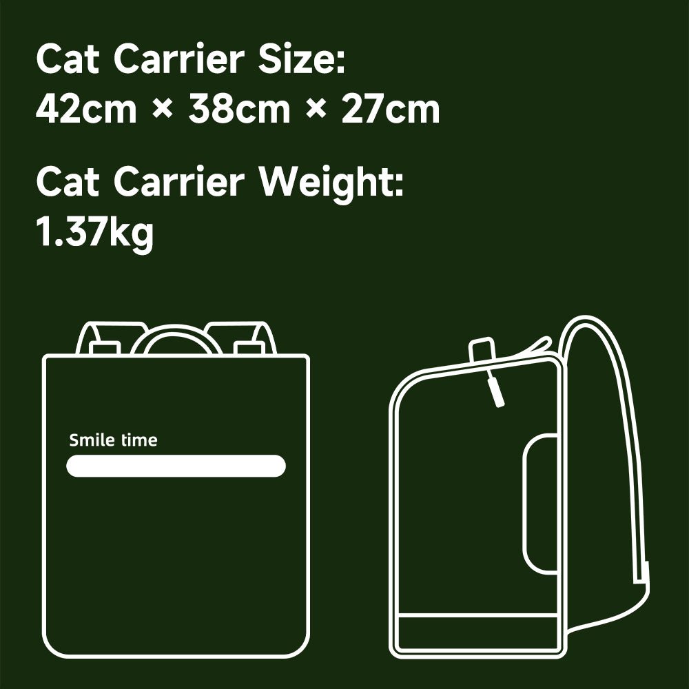 SMILE TIME Dove Grey Foldable Backpack Pet Carrier 38x27x42cm