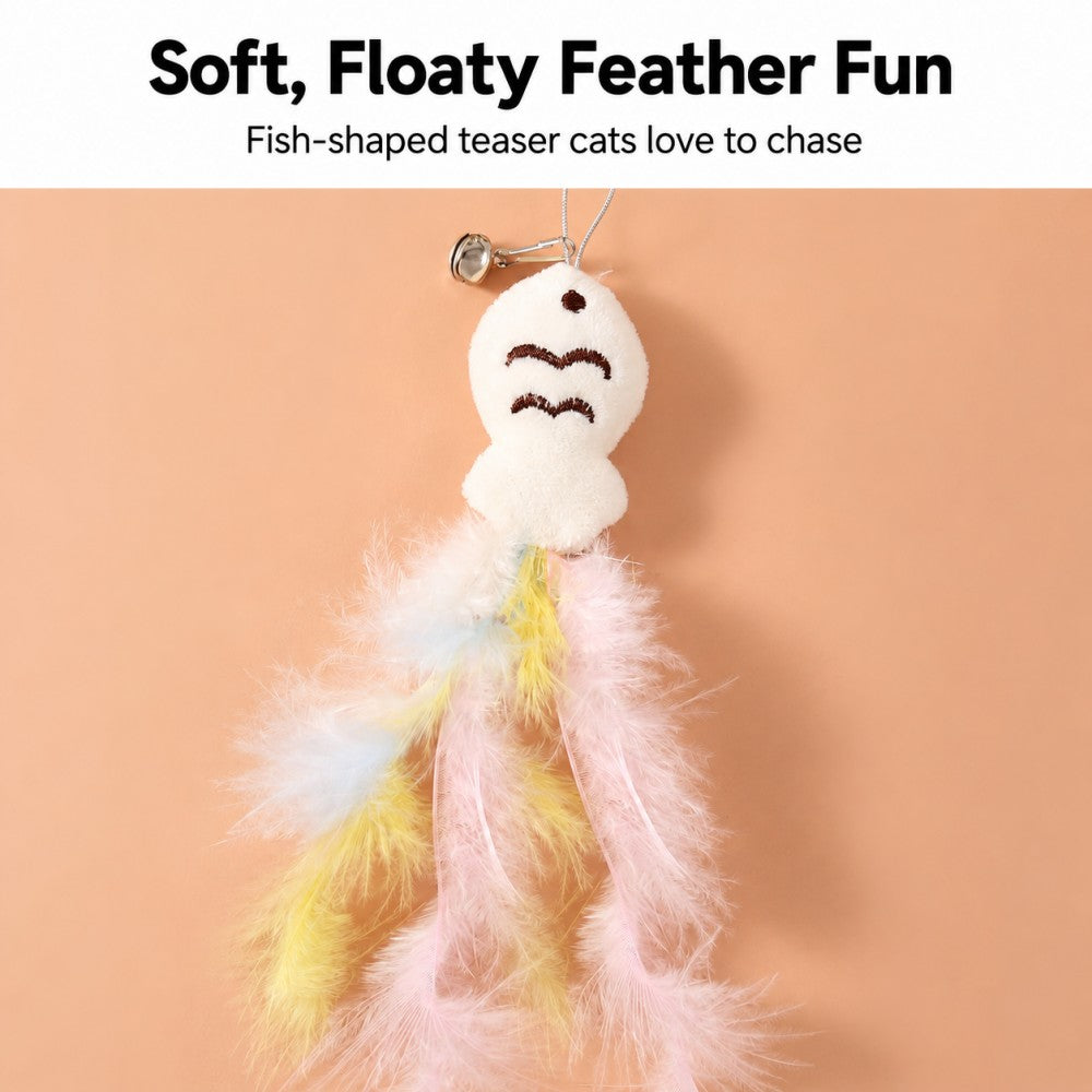 360° Rotating Cat Fishing Wand – Feather & Bell Interactive Toy