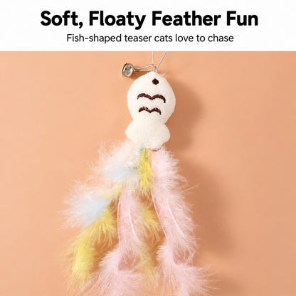 360° Rotating Cat Fishing Wand – Feather & Bell Interactive Toy