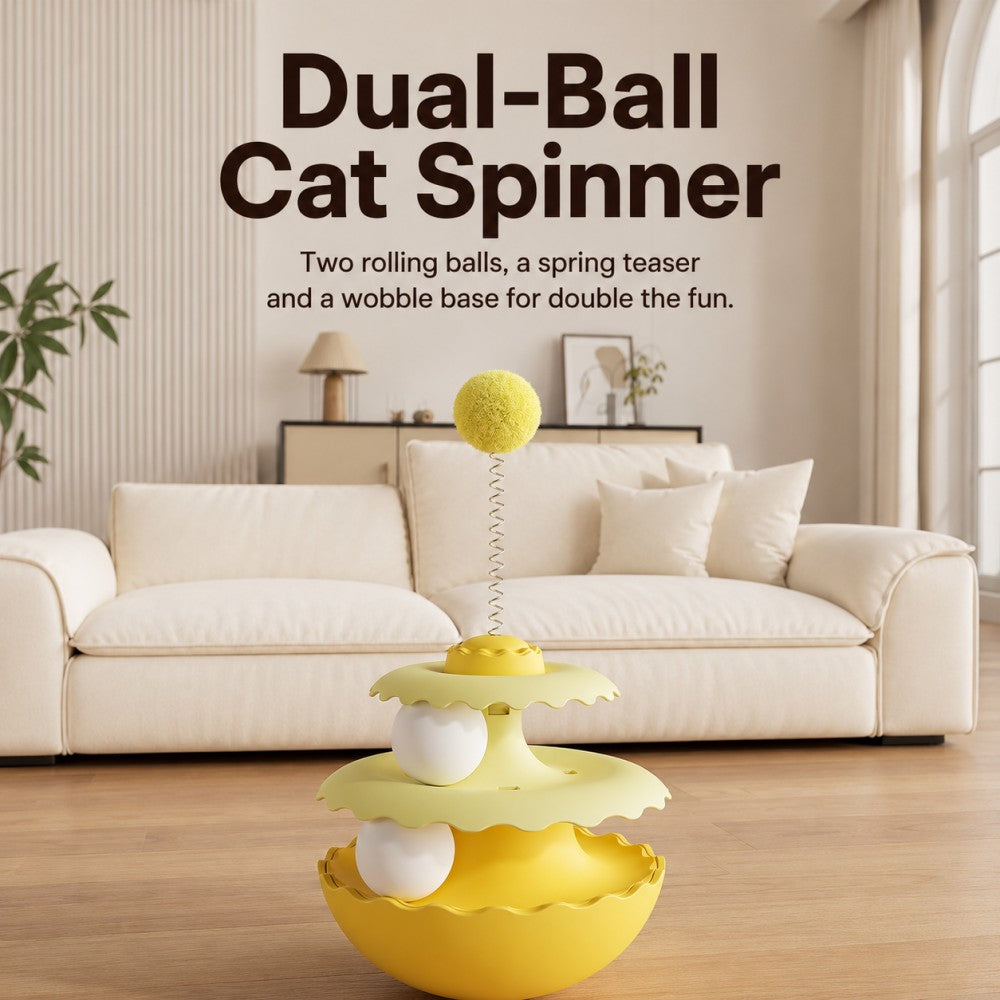 Interactive Wobble Plush Ball – Self-Play Cat Toy