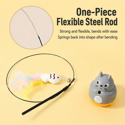 360° Rotating Cat Fishing Wand – Feather & Bell Interactive Toy
