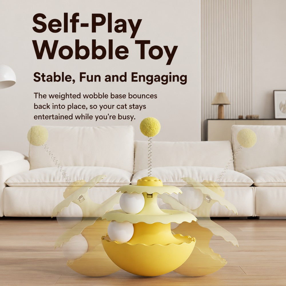 Interactive Wobble Plush Ball – Self-Play Cat Toy