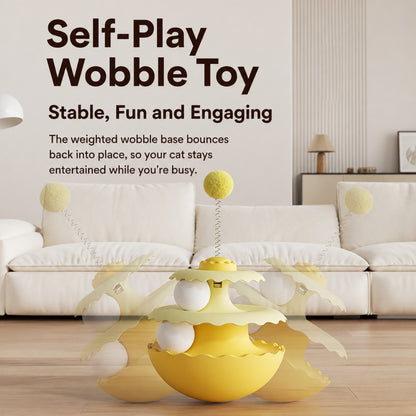 Interactive Wobble Plush Ball – Self-Play Cat Toy