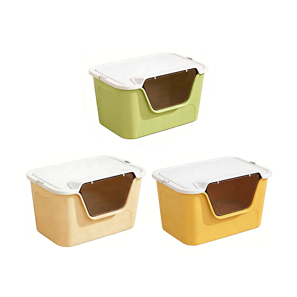 Extra Large Enclosed Cat Litter Box - High-Sided Design - 70x46x36cm