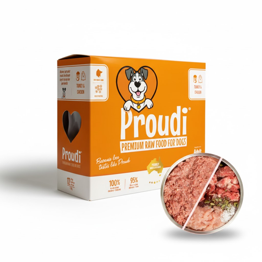 PROUDI Premium Frozen Turkey & Chicken Raw Dog Food 2.4Kg