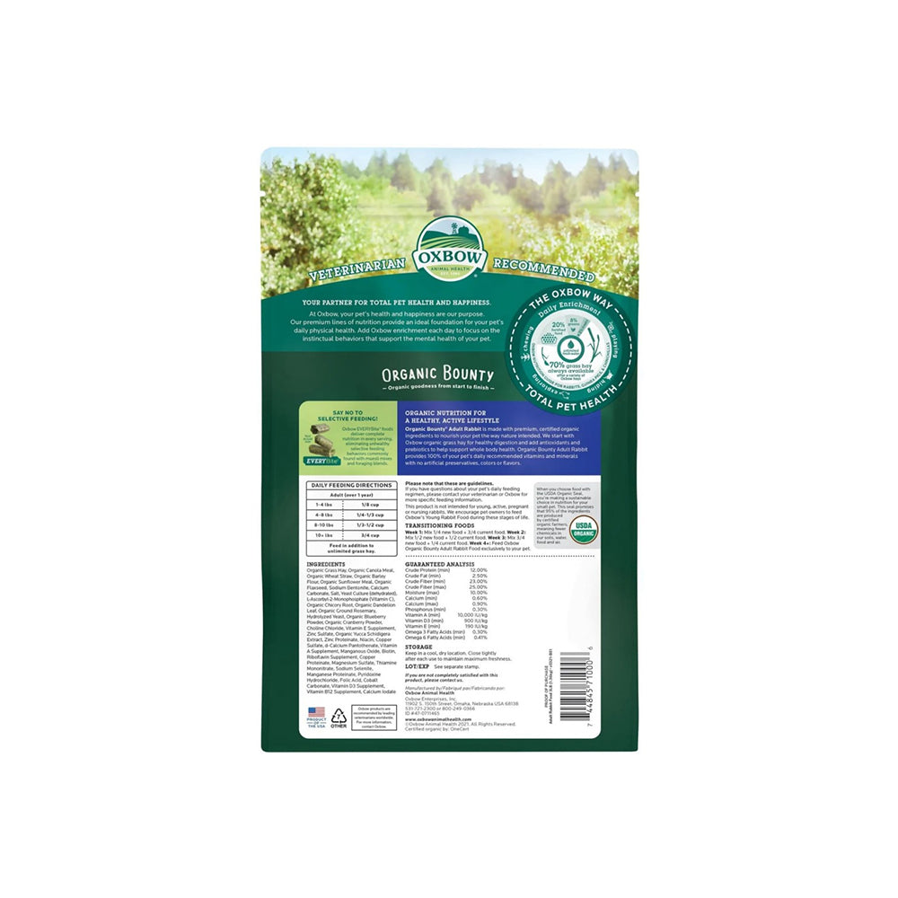 OXBOW Organic Bounty Adult Rabbit Food 1.36kg