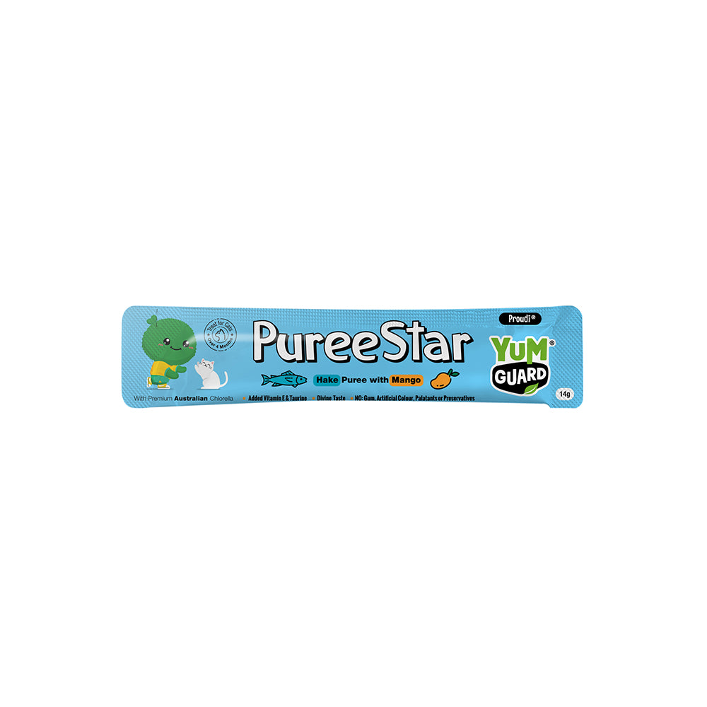 YUMGUARD Puree Star Hake with Mango Cat Treats 6x14g