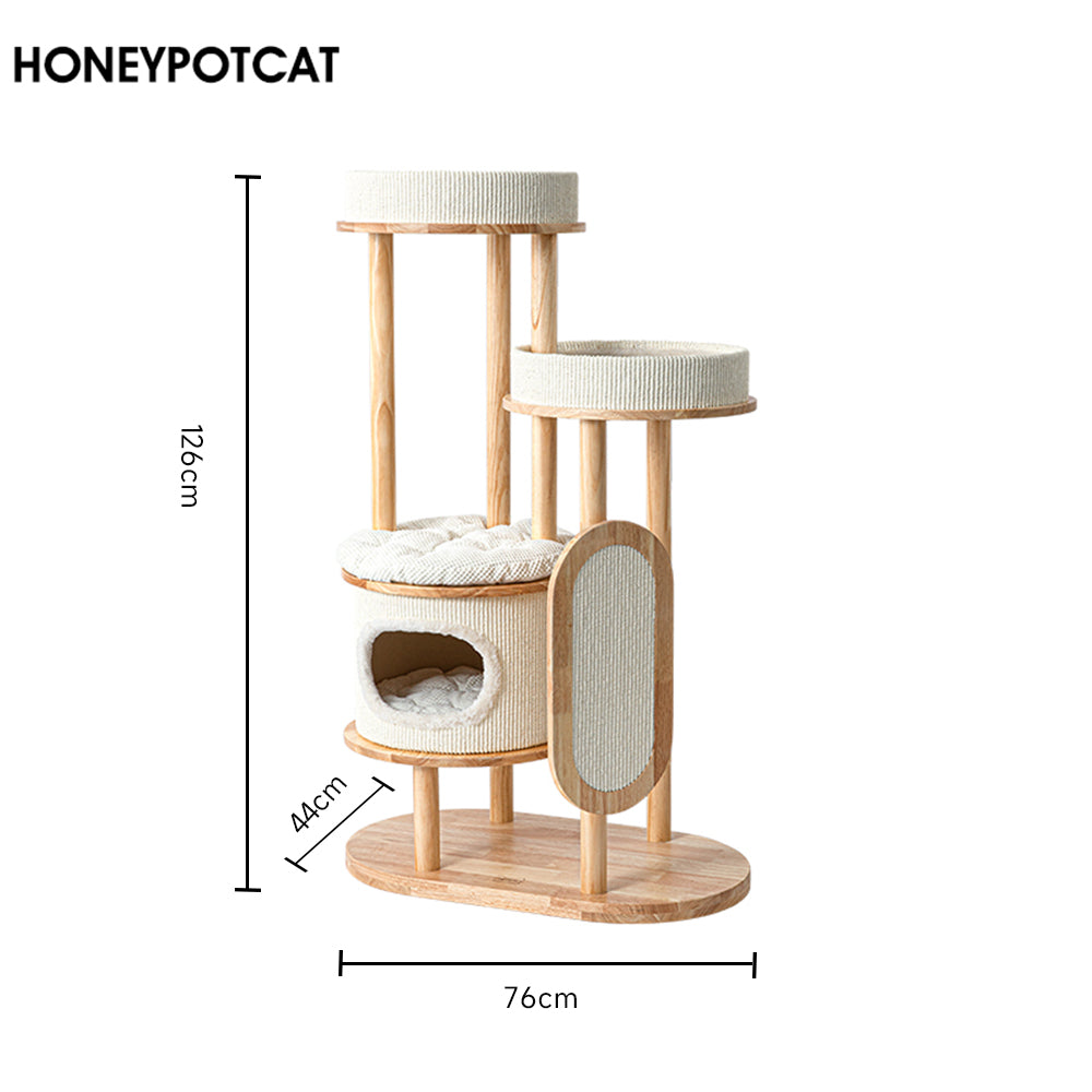 HONEYPOTCAT Varnished Solid Wood Cat Perch