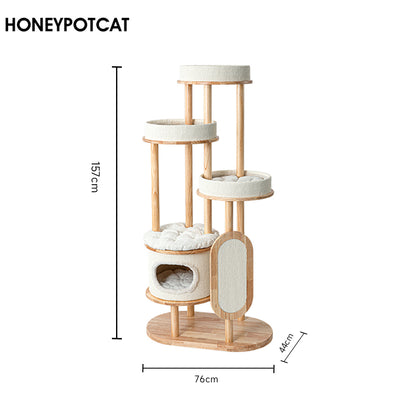 HONEYPOTCAT Varnished Solid Wood Cat Perch