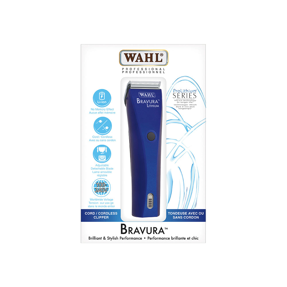 WAHL Royal Blue Bravura Lithium Ion Cordless Animal Pet Clipper with 5-in-1 Blade