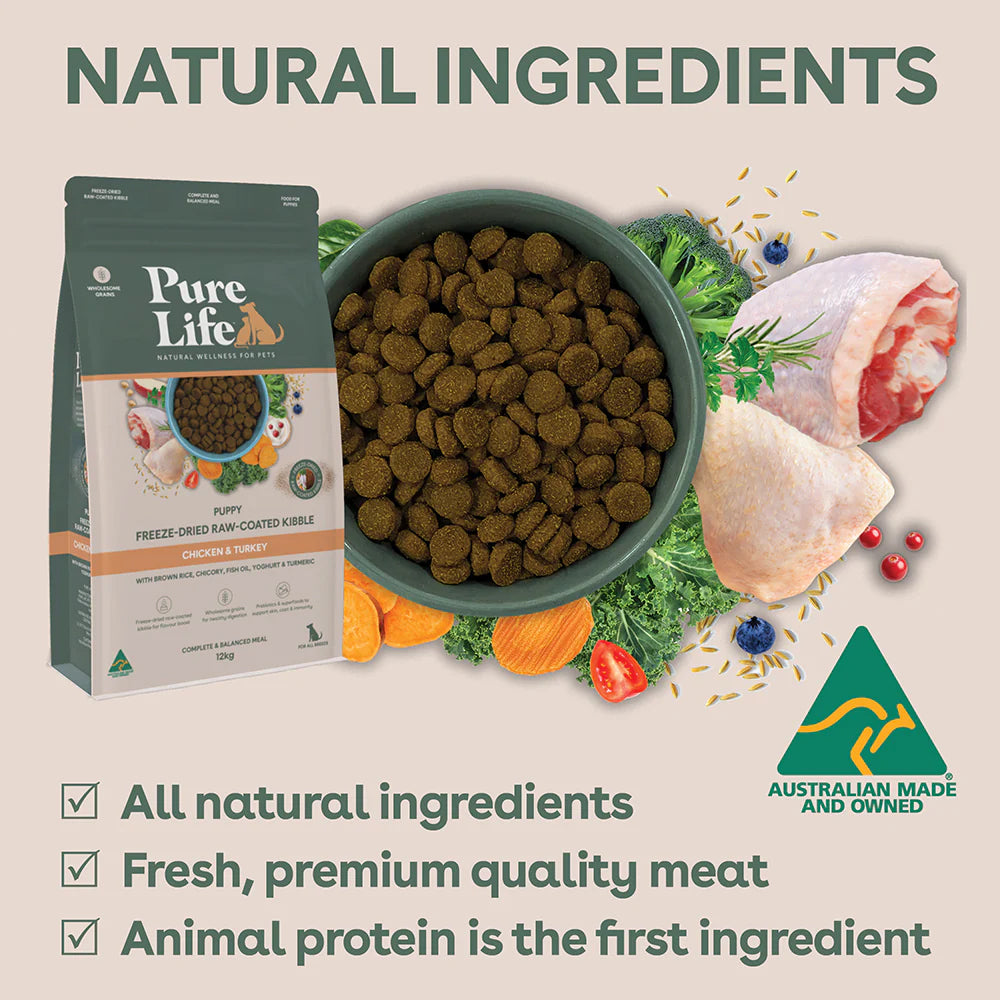 PURE LIFE Freeze-Dried Raw-Coated Chicken & Turkey Puppy Dry Dog Food