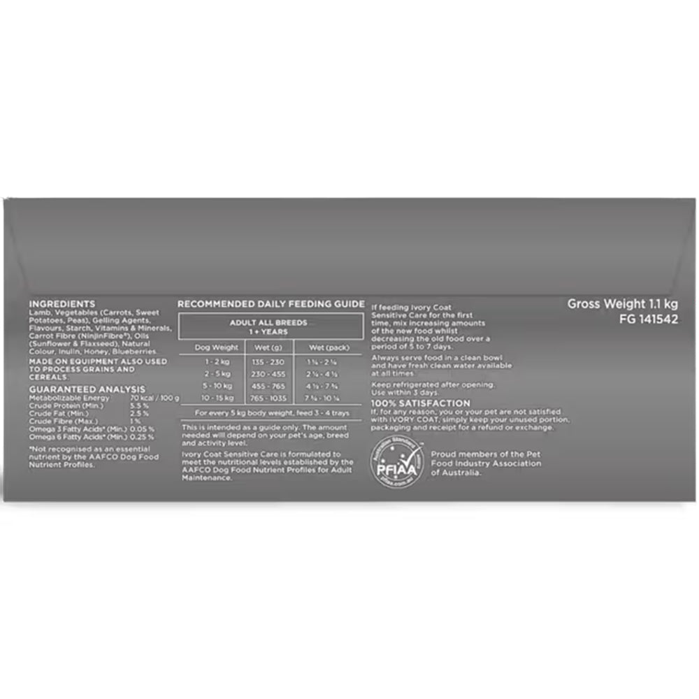 IVORY COAT Inspired By Raw Sensitive Care Wet Dog Food 100g x 9