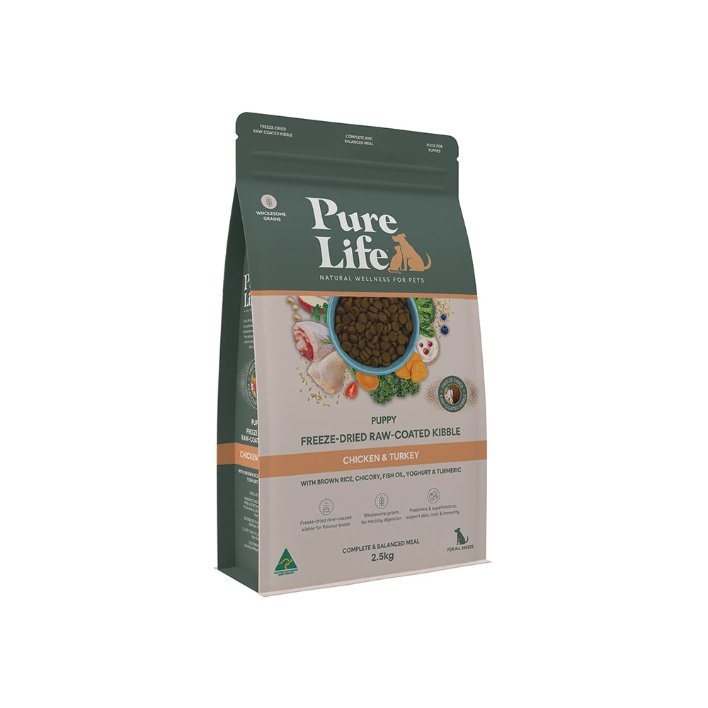 PURE LIFE Freeze-Dried Raw-Coated Chicken & Turkey Puppy Dry Dog Food