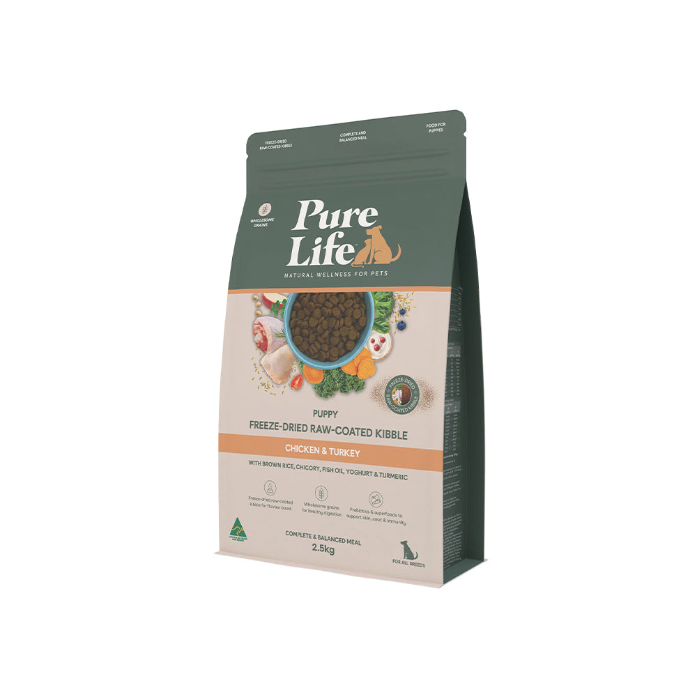 PURE LIFE Freeze-Dried Raw-Coated Chicken & Turkey Puppy Dry Dog Food