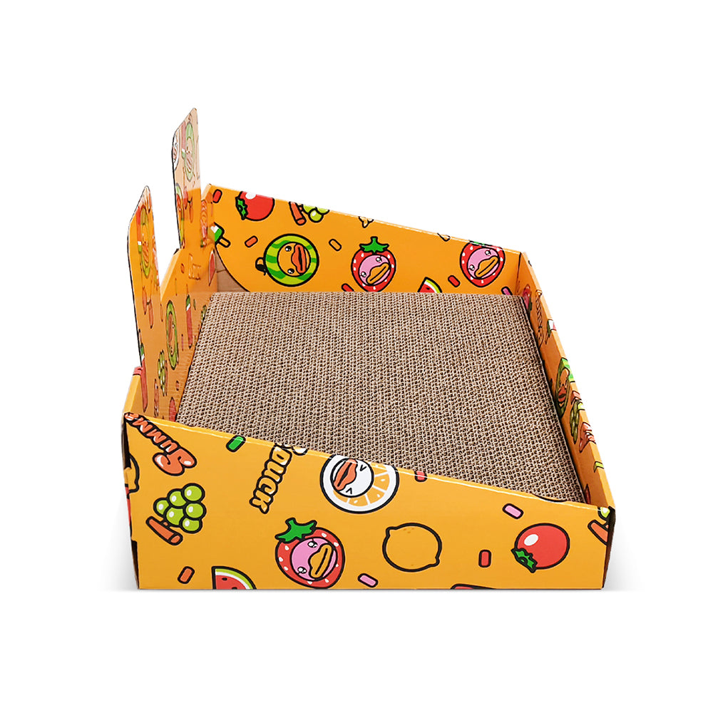 ZODIAC Yellow Cartoon Fruit Box Corrugated Cardboard Cat Scratcher 51x31x25.5cm