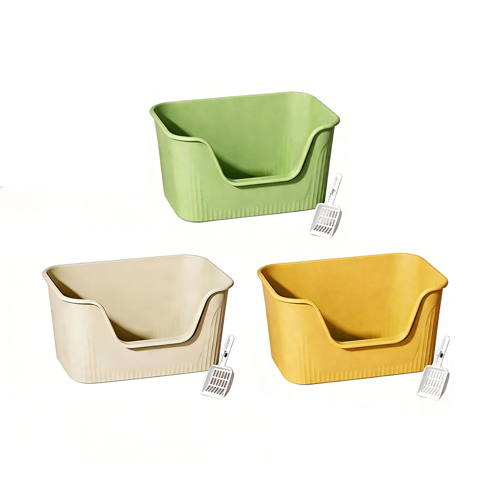 Extra Large Cat Litter Box - High-Sided Open Design - 70x45x36cm