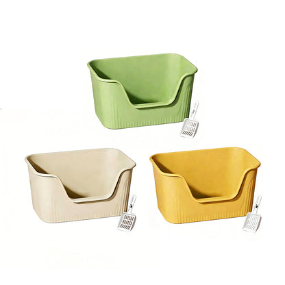 Extra Large Cat Litter Box - High-Sided Open Design - 70x45x36cm