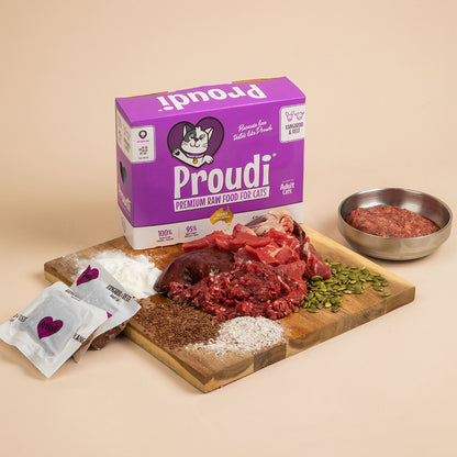 PROUDI Premium Frozen Kangaroo & Beef Raw Cat Food 1.08Kg