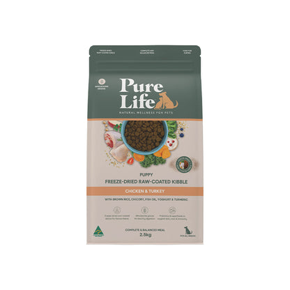 PURE LIFE Freeze-Dried Raw-Coated Chicken & Turkey Puppy Dry Dog Food