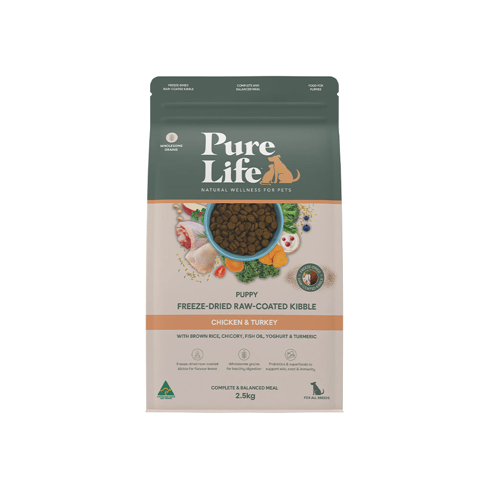 PURE LIFE Freeze-Dried Raw-Coated Chicken & Turkey Puppy Dry Dog Food