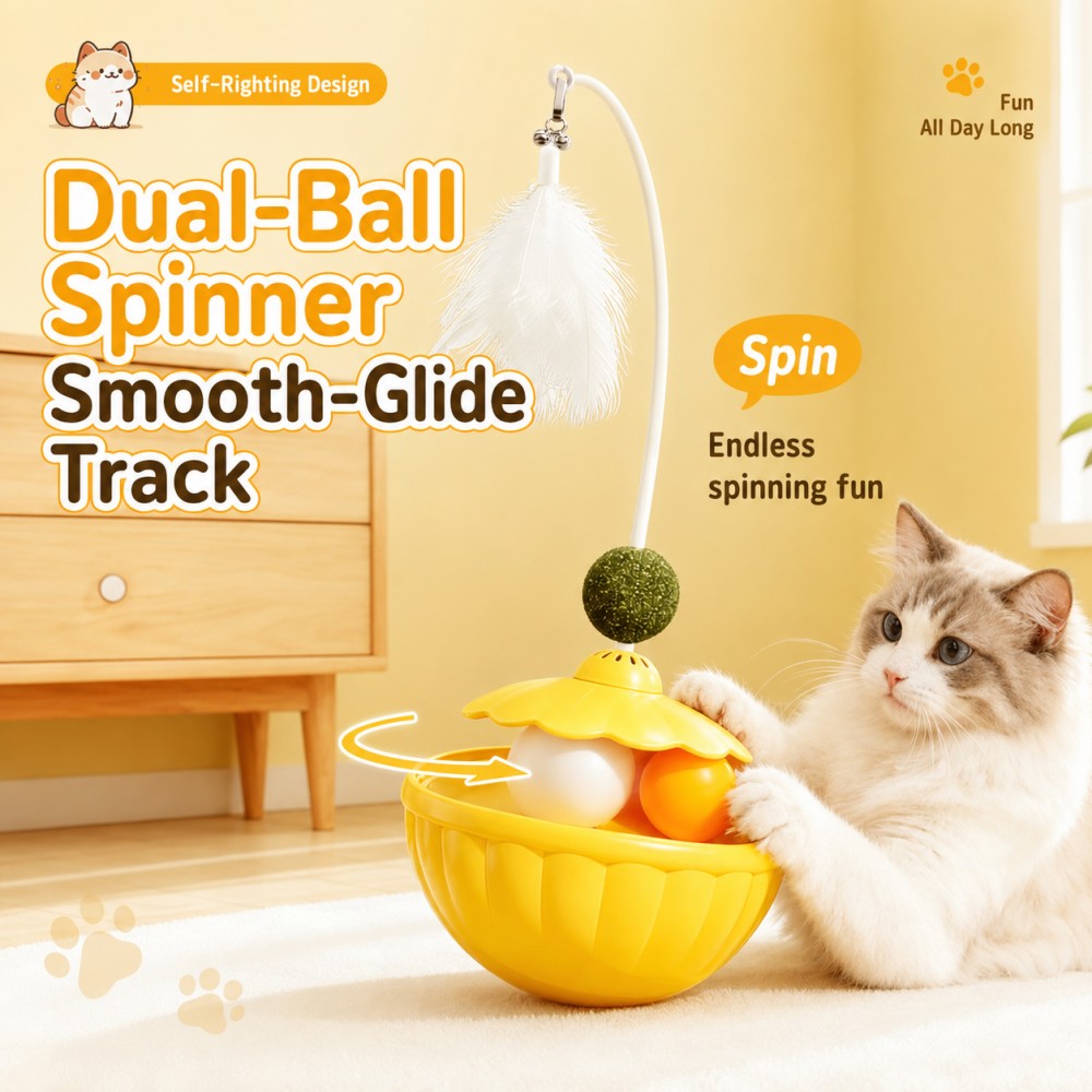 Interactive Treat Dispensing Cat Toy – Feather & Catnip Self-Play Puzzle Toy