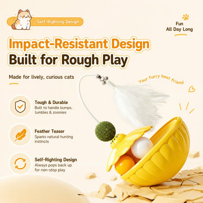 Interactive Treat Dispensing Cat Toy – Feather & Catnip Self-Play Puzzle Toy