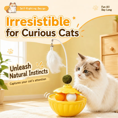 Interactive Treat Dispensing Cat Toy – Feather & Catnip Self-Play Puzzle Toy