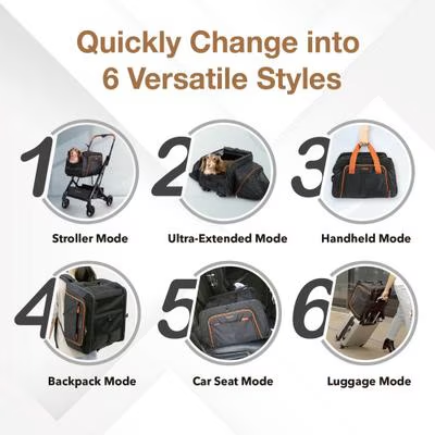 IBIYAYA JetPaw 3-IN-1 Pet Stroller with Removable Carrier