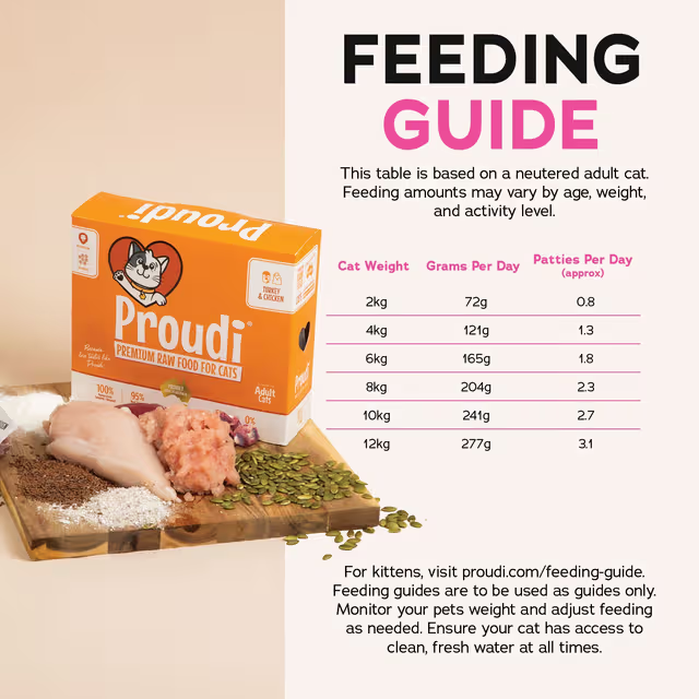 PROUDI Premium Frozen Turkey & Chicken Raw Cat Food 1.08Kg