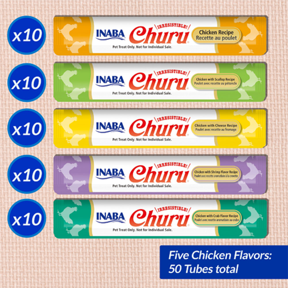 INABA Churu Chicken Variety Box 50 Tubes 700g (14g x 50) USA-652BX