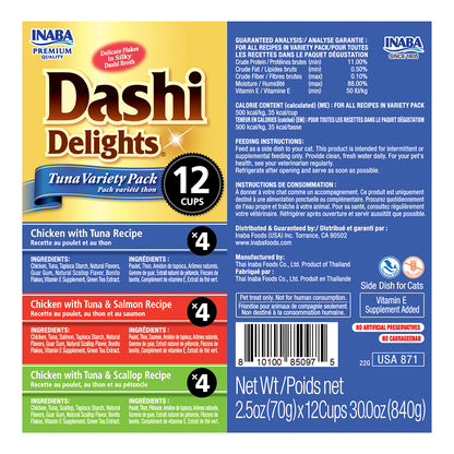 INABA Dashi Delights Tuna Variety Pack 12 Cups 420g (35g x 12) USA-871