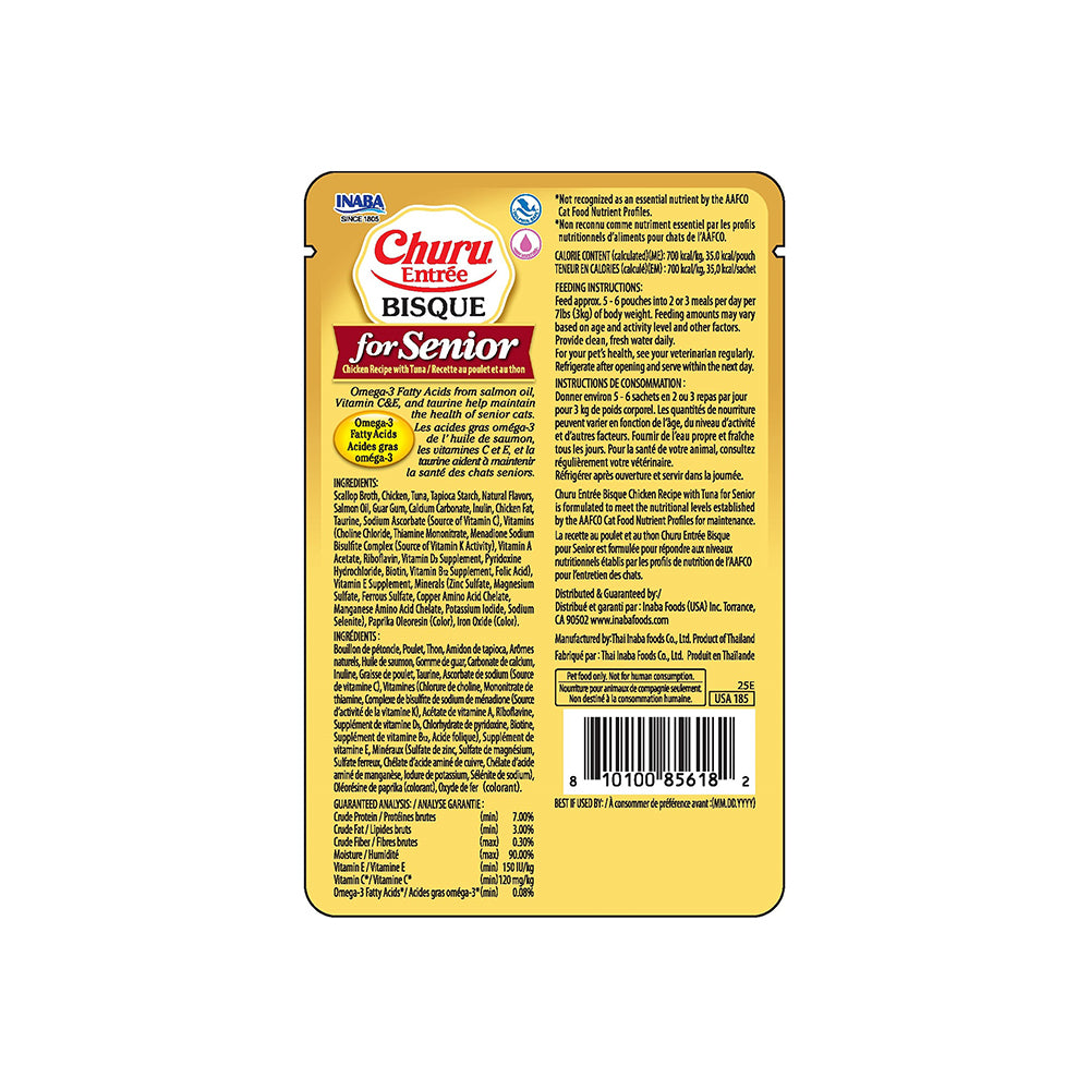 INABA Churu Entree Bisque Chicken Recipe with Tuna Senior 10+ 50g