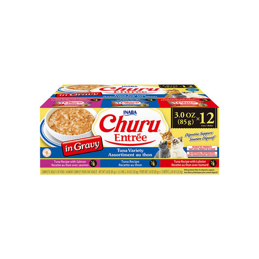 INABA Churu Entree in Gravy Tuna Variety Wet Cat Food 85gx12