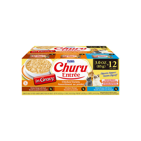 INABA Churu Entree in Gravy Chicken Variety Wet Cat Food 85gx12