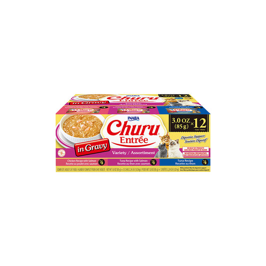 INABA Churu Entree in Gravy Variety Pack Wet Cat Food 85gx12