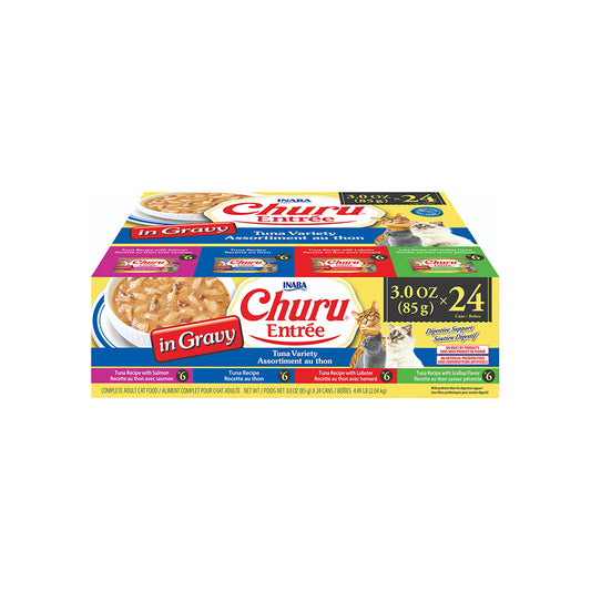 INABA Churu Entree in Gravy Tuna Variety Wet Cat Food 85gx24