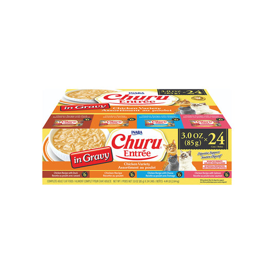 INABA Churu Entree in Gravy Chicken Variety Wet Cat Food 85gx24