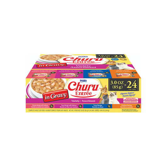 INABA Churu Entree in Gravy Variety Pack Wet Cat Food 85gx24