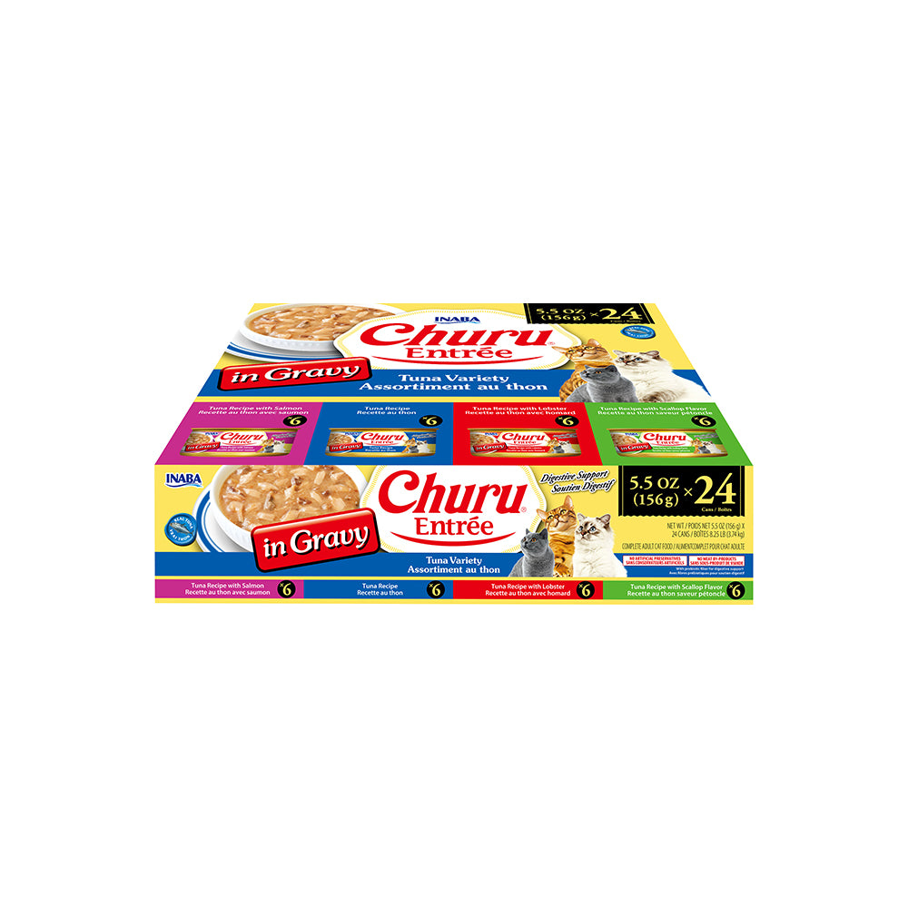 INABA Churu Entree In Gravy Tuna Variety Multipack Cat Canned Food 156g x 24