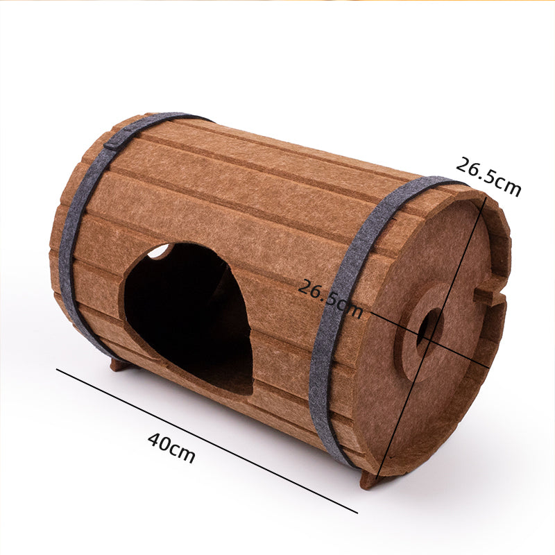 Assembled Wine Barrel Felt Cat Bed – Petso - Main Image