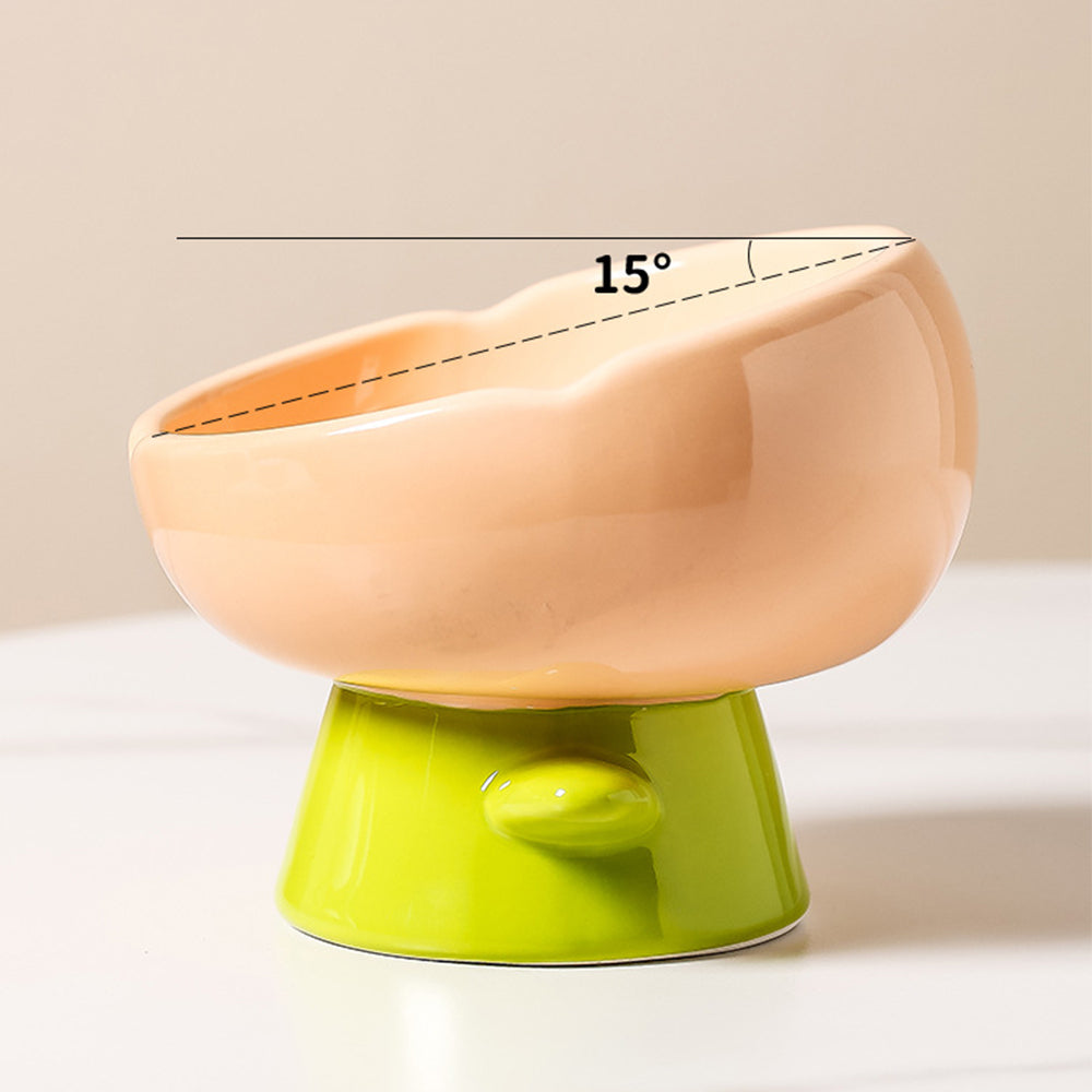 Beveled Ceramic Petal Pet Bowl 220ml