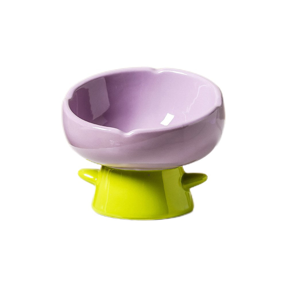 Beveled Ceramic Petal Pet Bowl 220ml