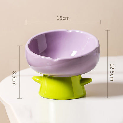 Beveled Ceramic Petal Pet Bowl 220ml