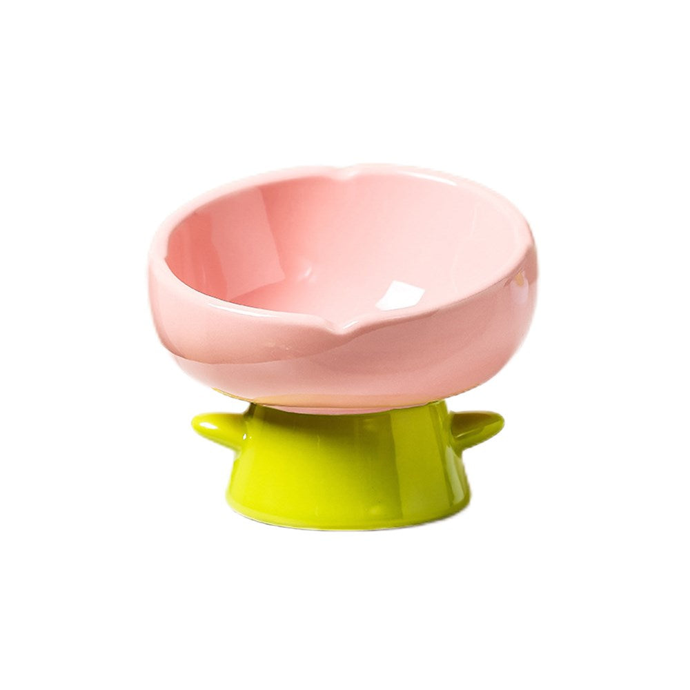 Beveled Ceramic Petal Pet Bowl 220ml