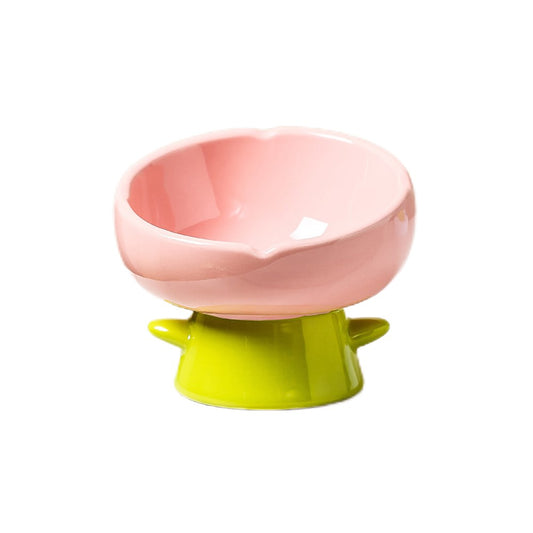 Beveled Ceramic Petal Pet Bowl 220ml