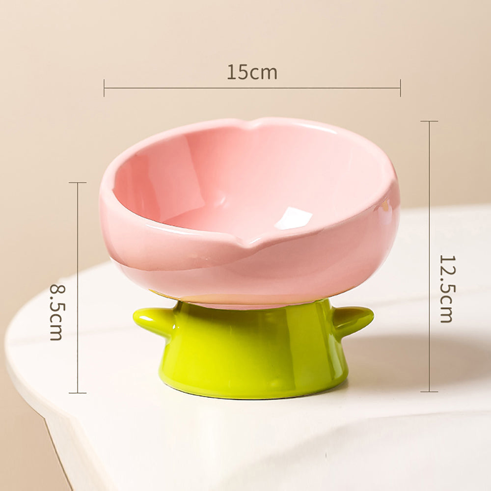 Beveled Ceramic Petal Pet Bowl 220ml