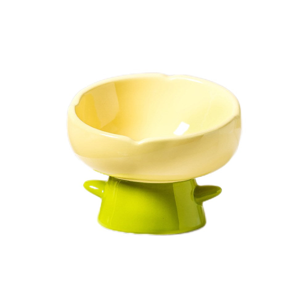 Beveled Ceramic Petal Pet Bowl 220ml
